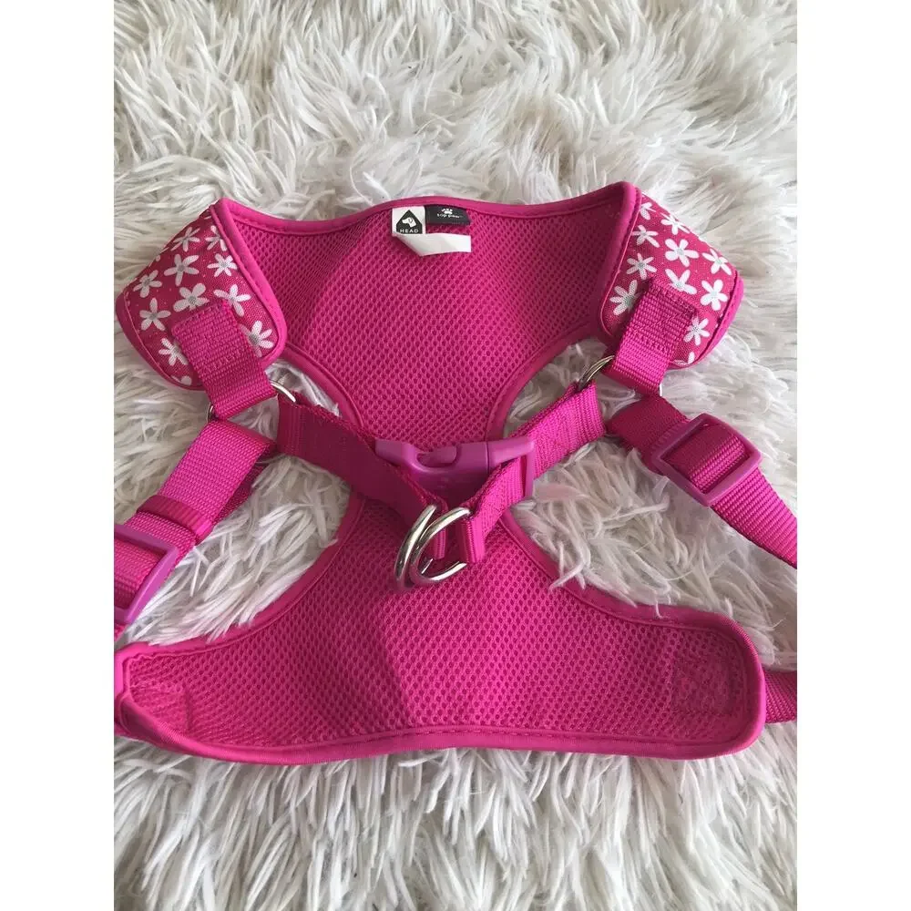 Top Paw Dog Vest Harness (L) & Leash(4') Set, Pink W/White Flowers Comfort